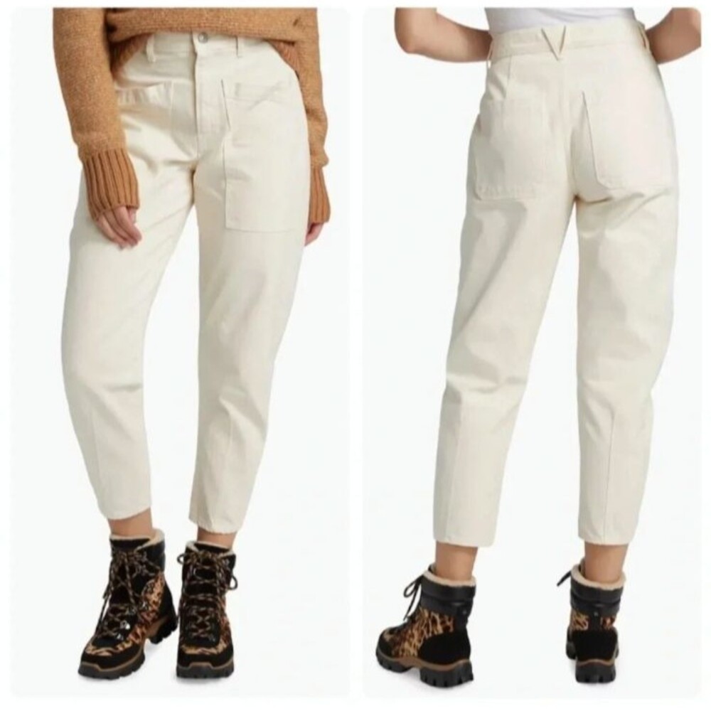 Veronica Beard Charlie Barrel Leg Jeans Women’s 28 High Rise Cream Cargo Pockets